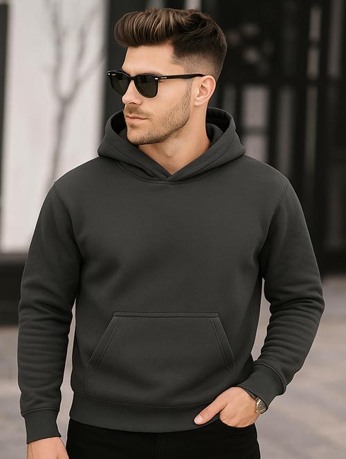 men solid long sleeve hooded sweatshirt - 22227242 - Very Small Image - 1