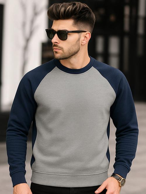 men color block long sleeve regular fit sweatshirt - 22227252 - Very Small Image - 1