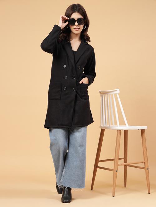 women solid long sleeve trench coat - 22227453 - Very Small Image - 1
