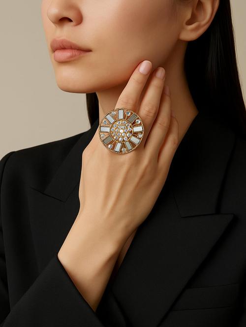 women silver adjustable finger ring - 22227586 - Very Small Image - 1