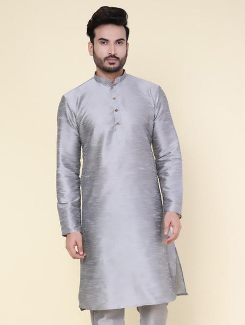 men solid mandarin neck long kurta - 22227726 - Very Small Image - 1