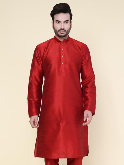 men solid mandarin neck long kurta - 22227727 - Very Small Image - 1