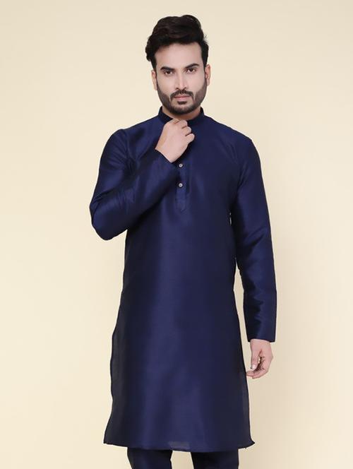 men solid mandarin neck long kurta - 22227728 - Very Small Image - 1