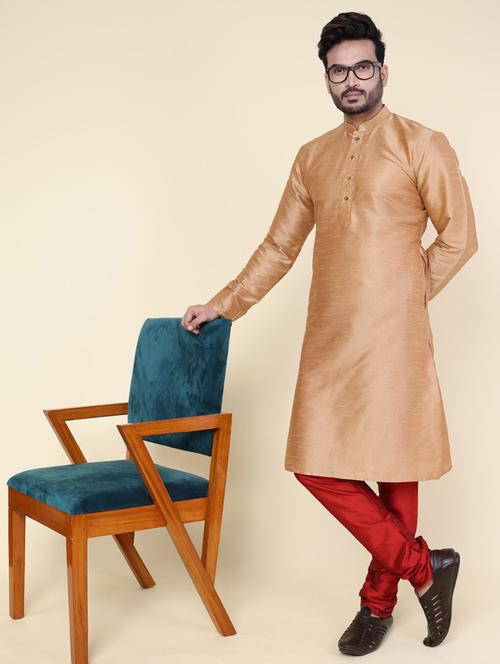 men solid long sleeve kurta churidar ethnic wear set - 22228001 - Very Small Image - 1