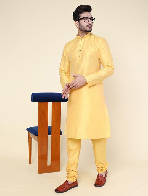 men solid long sleeve kurta churidar ethnic wear set - 22228007 - Very Small Image - 1