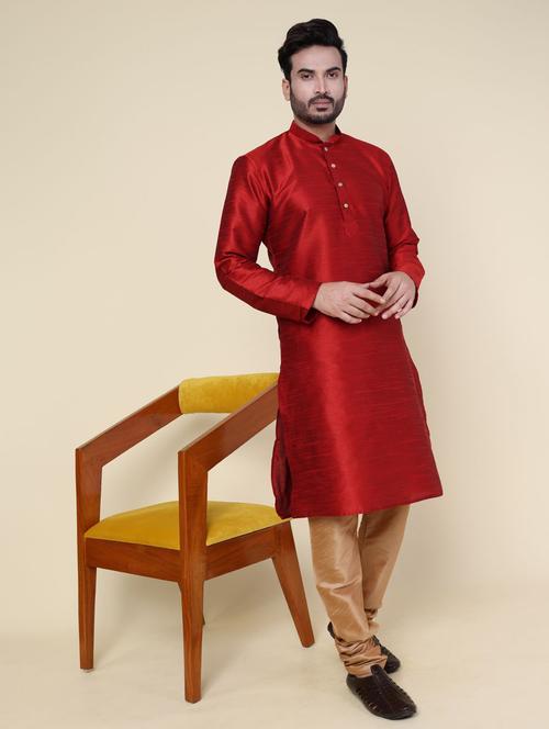 men solid long sleeve kurta churidar ethnic wear set - 22228025 - Very Small Image - 1