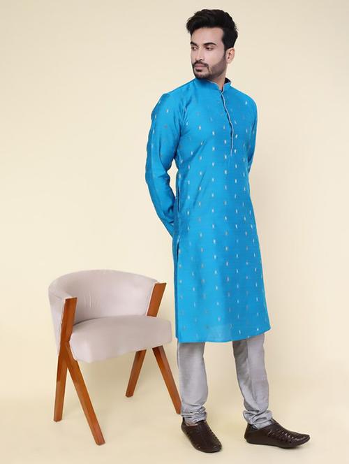 men self design long sleeve kurta churidar ethnic wear set - 22228031 - Very Small Image - 1