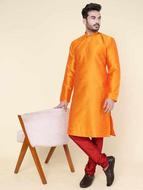 men solid long sleeve kurta churidar ethnic wear set - 22228053 - Very Small Image - 1