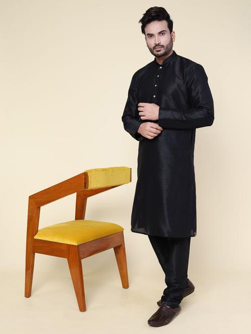 men solid long sleeve kurta churidar ethnic wear set - 22228054 - Very Small Image - 1
