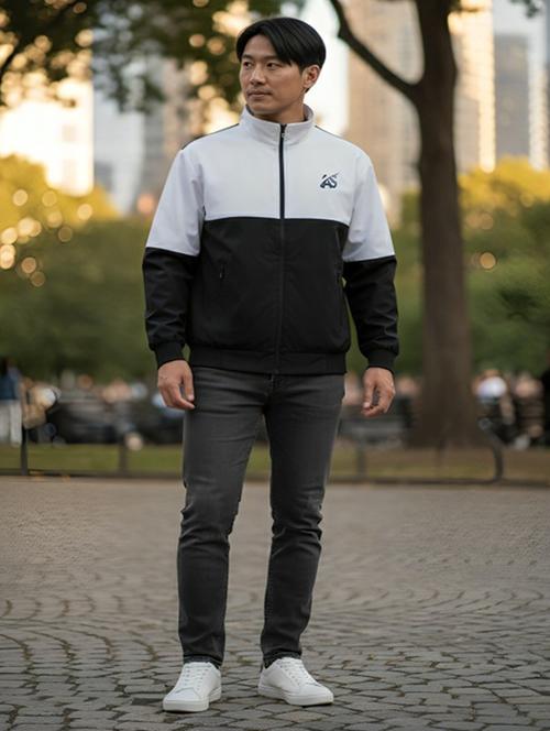 men color block long sleeve insulator bomber jacket - 22228129 - Very Small Image - 1