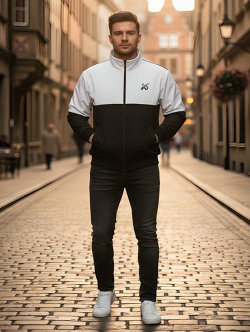 men color block long sleeve lightweight bomber jacket - 22228130 - Very Small Image - 1