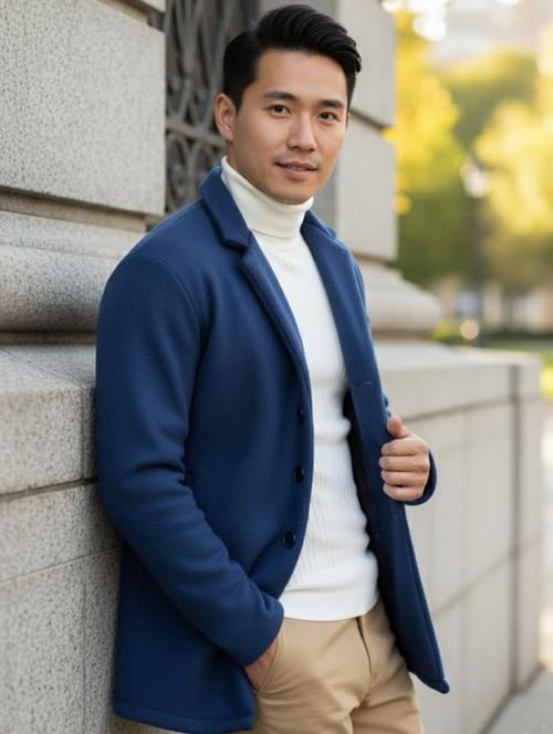 men solid lapel collar overcoat - 22228226 - Very Small Image - 1