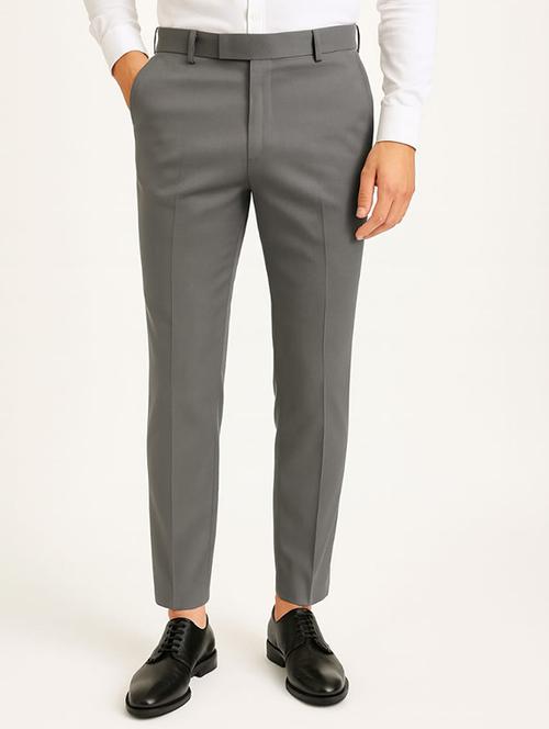 men solid mid rise flat front formal trouser - 22228287 - Very Small Image - 1