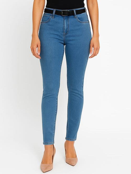 women solid high rise slim fit jean - 22228302 - Very Small Image - 1