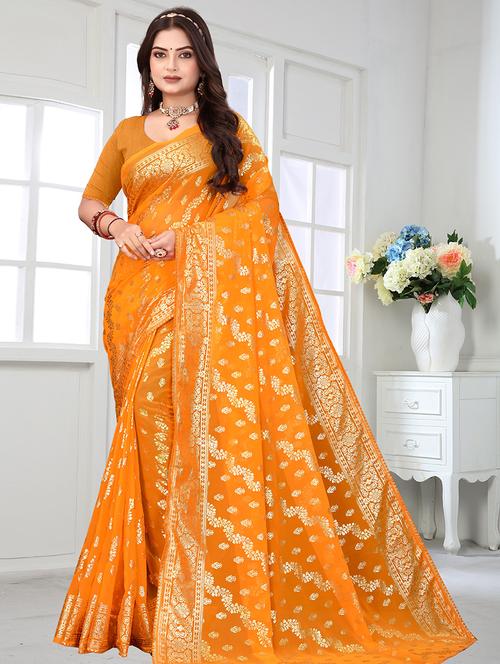 women foil printed saree with blouse - 22228377 - Very Small Image - 1