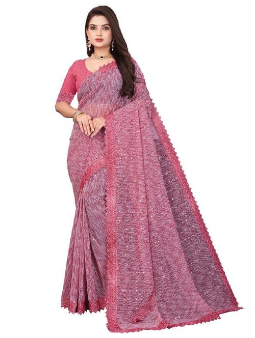 women solid with work embellished saree with blouse - 22228397 - Very Small Image - 1