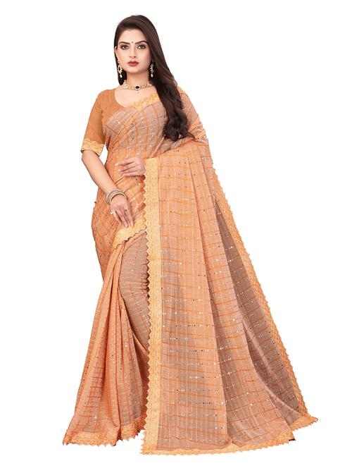 women checkered embellished saree with blouse - 22228411 - Very Small Image - 1