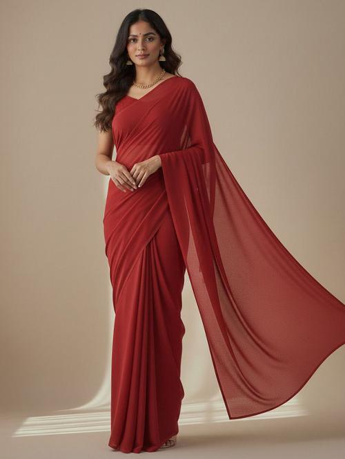 women solid plain saree with blouse - 22228477 - Very Small Image - 1