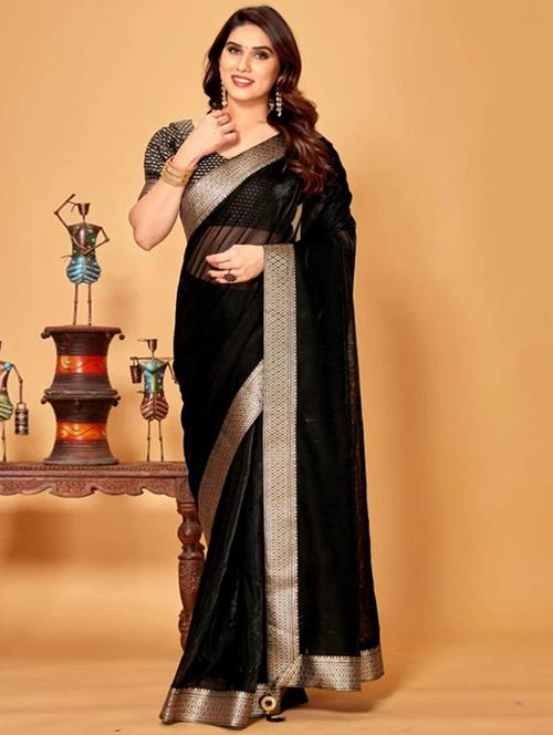 women solid with bordered saree with blouse - 22228480 - Very Small Image - 1