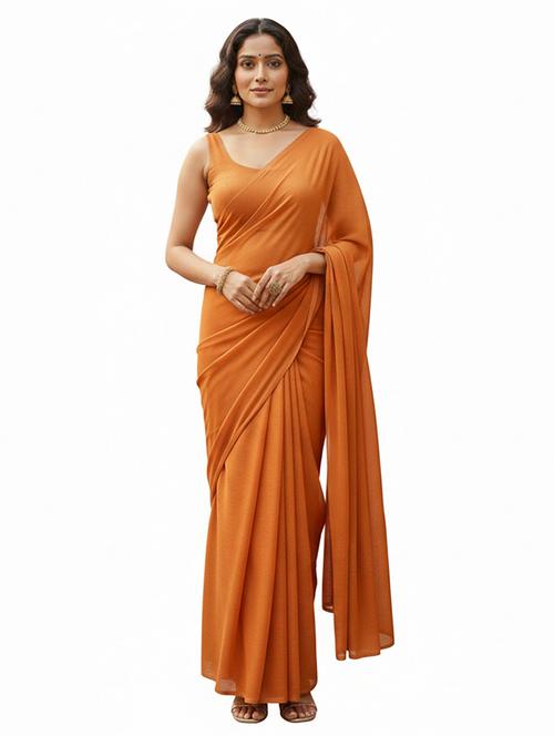 women solid plain saree with blouse - 22228494 - Very Small Image - 1