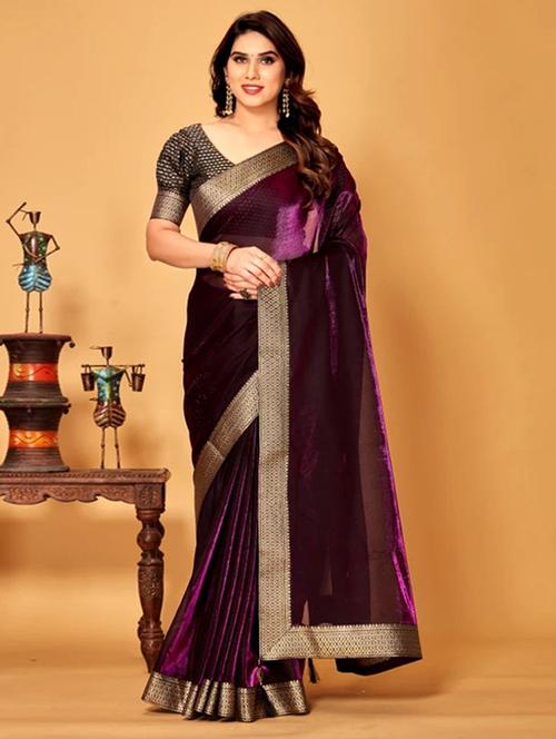 women solid with bordered saree with blouse - 22228549 - Very Small Image - 1