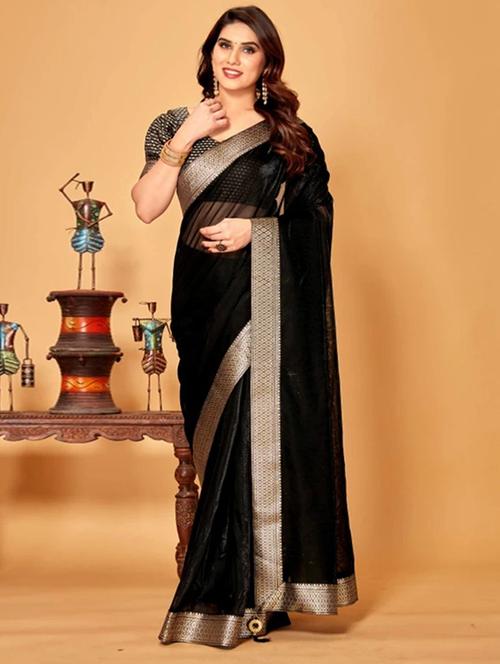 women solid with bordered saree with blouse - 22228558 - Very Small Image - 1