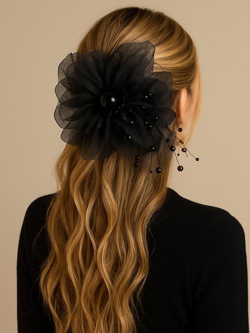 women black floral hair claw with bead detailing - 22228771 - Very Small Image - 1