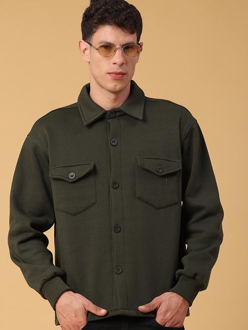 men self design long sleeve regular fit shacket - 22231747 - Very Small Image - 1