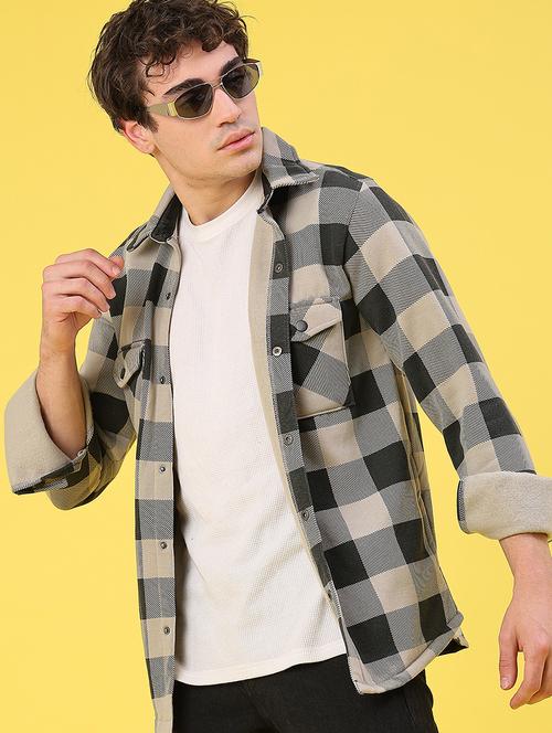 men checkered long sleeve regular fit shacket - 22231751 - Very Small Image - 1