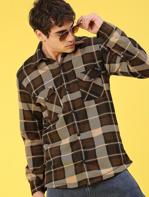 men checkered long sleeve regular fit shacket - 22231753 - Very Small Image - 1