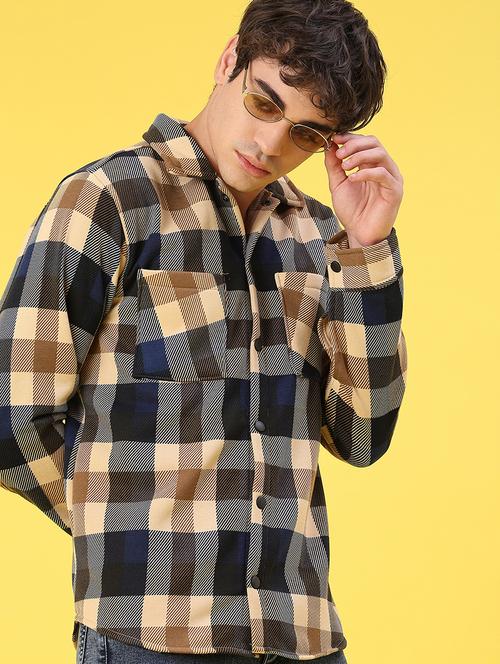 men checkered long sleeve regular fit shacket - 22231754 - Very Small Image - 1