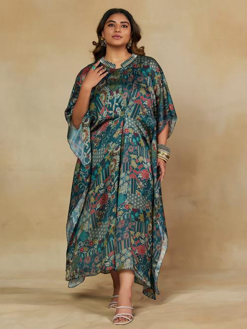 Women Plus Size Printed Kimono Sleeve Kaftan Dress - 22238763 - Very Small Image - 1
