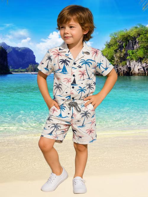 boys printed shirt and shorts co-ord set - 22239058 - Very Small Image - 1