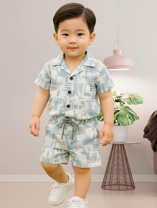 boys printed shirt and shorts co-ord set - 22239062 - Very Small Image - 1