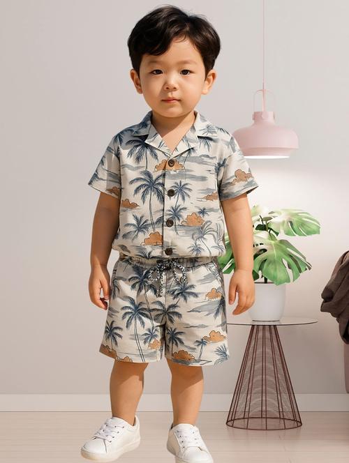 boys printed shirt and shorts co-ord set - 22239068 - Very Small Image - 1