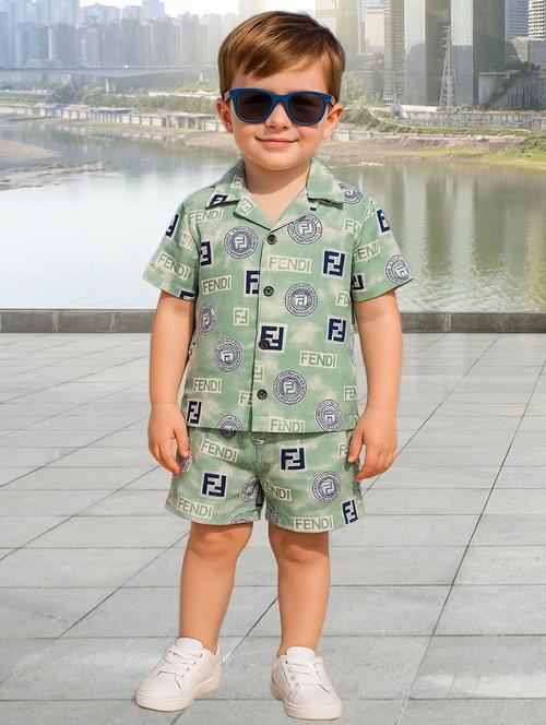 boys printed shirt and shorts co-ord set - 22239075 - Very Small Image - 1