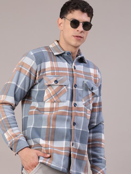 men checkered long sleeve regular fit shacket - 22239144 - Very Small Image - 1