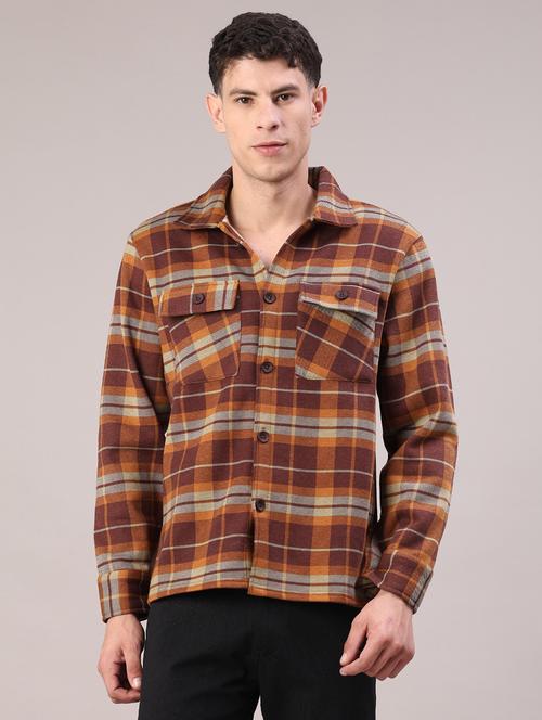 men checkered long sleeve regular fit shacket - 22239145 - Very Small Image - 1