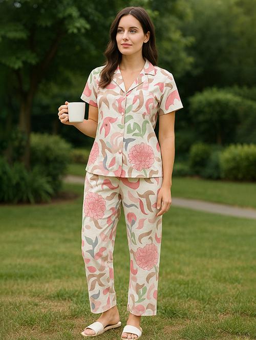 women printed nightwear pyjama set - 22239336 - Very Small Image - 1