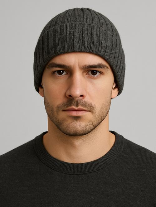 men solid ribbed knit winter beanie cap - 22240397 - Very Small Image - 1