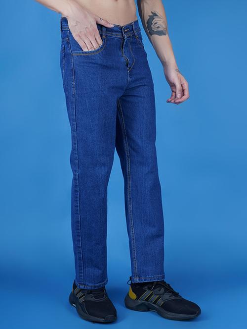men plain mid rise straight fit jeans - 22241126 - Very Small Image - 1