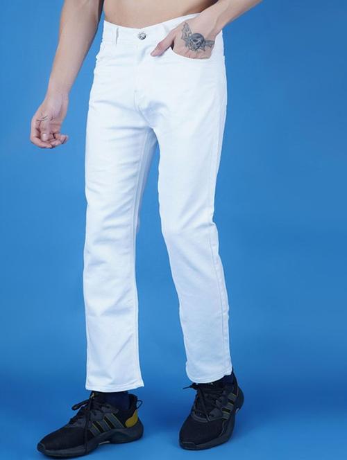 men plain mid rise straight fit jeans - 22241442 - Very Small Image - 1
