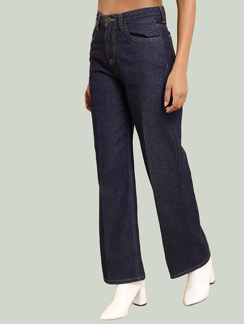 women solid high rise wide leg jeans - 22241676 - Very Small Image - 1