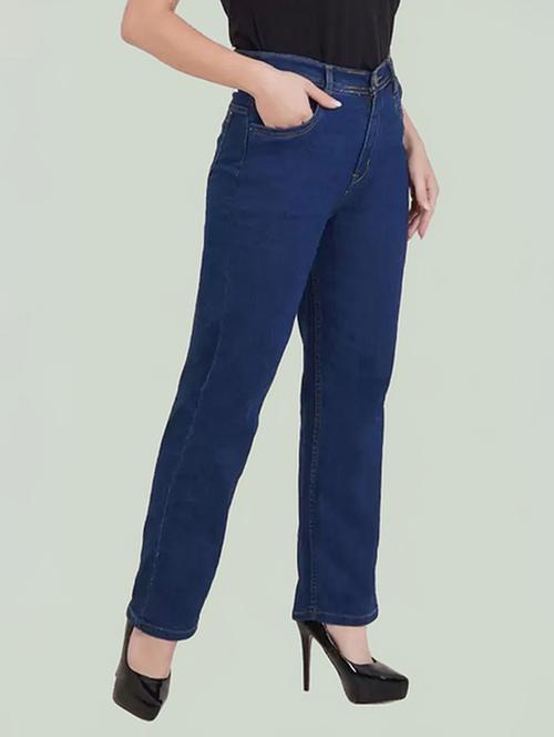 women solid high rise straight fit jean - 22241691 - Very Small Image - 1