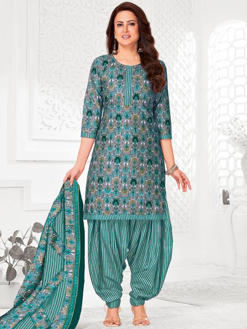 women printed three quarter sleeve kurta patiala with dupatta set - 22241970 - Very Small Image - 1
