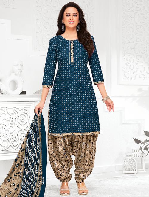 women printed three quarter sleeve kurta patiala with dupatta set - 22241975 - Very Small Image - 1