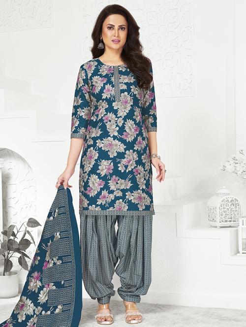 women floral three quarter sleeve kurta patiala with dupatta set - 22241985 - Very Small Image - 1