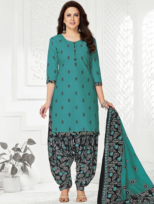 women printed three quarter sleeve kurta patiala with dupatta set - 22241992 - Very Small Image - 1