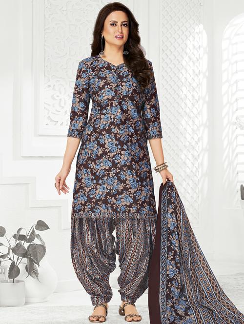 women floral three quarter sleeve kurta patiala with dupatta set - 22242009 - Very Small Image - 1