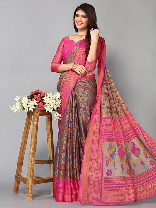 women printed casual wear saree with blouse - 22243481 - Very Small Image - 1